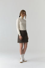 Wool Mini Skirt In Brown