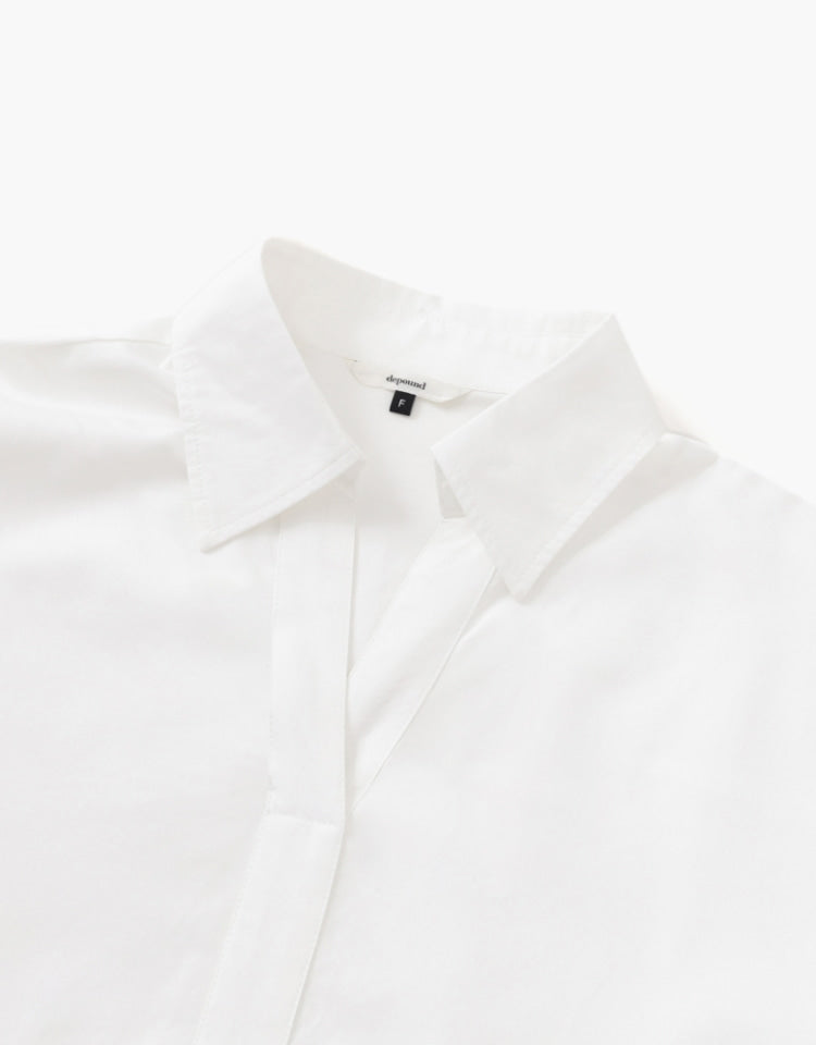 V Neck Collar Shirts In White