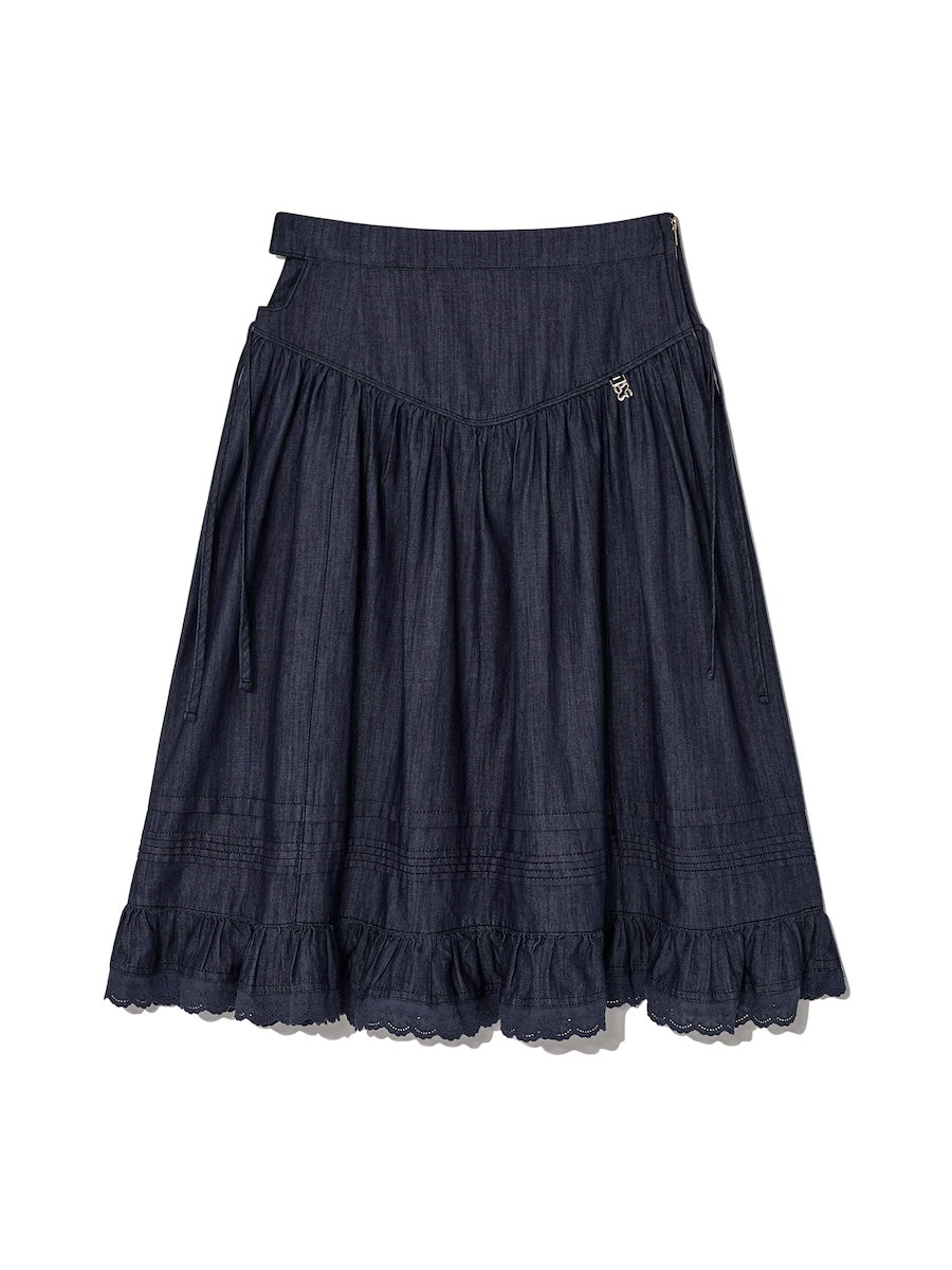 Amelia Tiered Ruffle Skirt In Denim