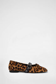 Buckle Strap Ballerina Flat In Leopard