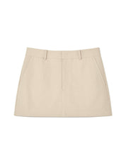 Oxford Cotton Mini Skirt In Beige