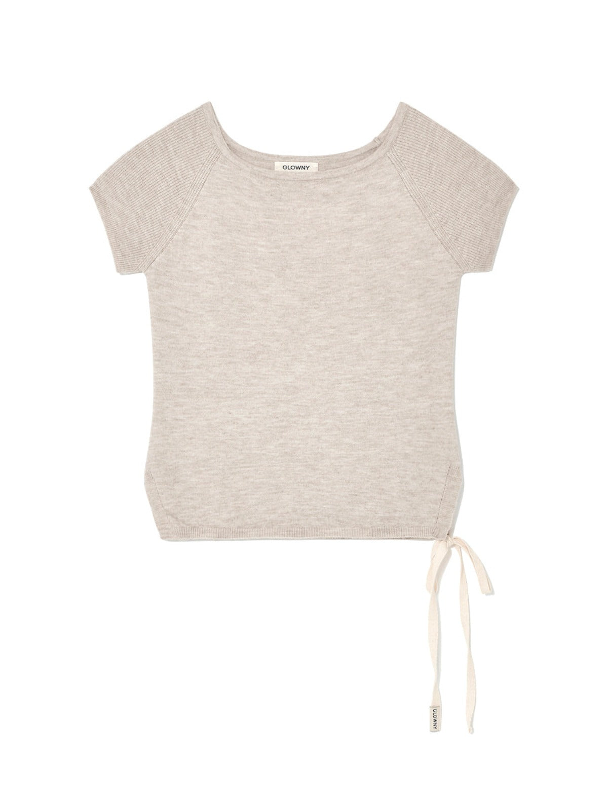 Bow Slit Knit Top In Oatmeal
