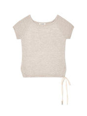 Bow Slit Knit Top In Oatmeal