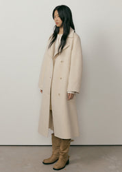 Handmade Cashmere Belted Coat In Oatmeal