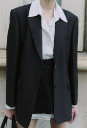 Wool Silk Tailored Jacket In Black