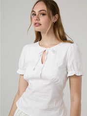 Lily Puff Blouse Top In White