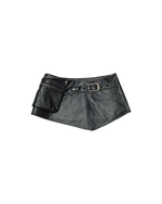 Faux Leather Pocket Belt Skirt In Black