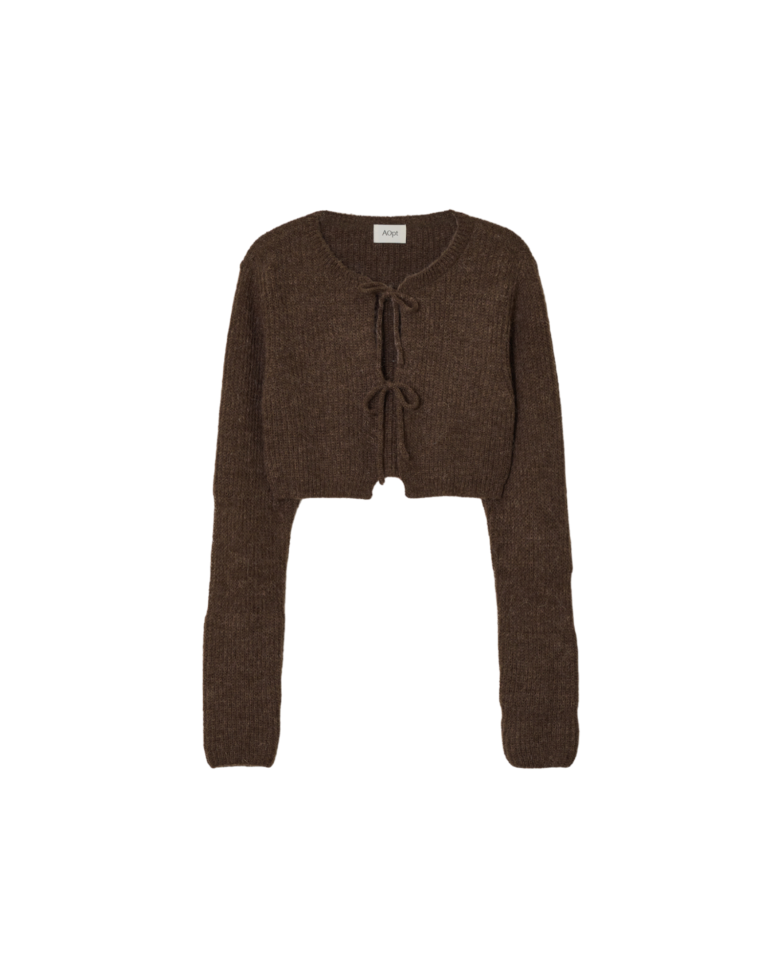 Strap Cropped Cardigan In Brown