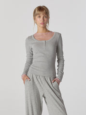 Province Eyelet Long Sleeve In Gray