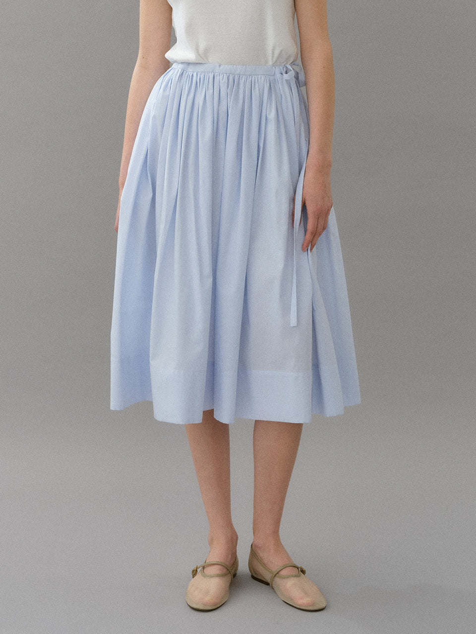 Cotton String Skirt In Blue Stripe