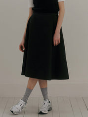 Structured Cotton Blend Skirt In Black