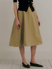 Structured Cotton Blend Skirt In Beige