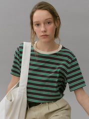 Vintage Stripe T-shirt In Green