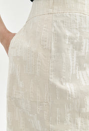 米色摺痕箔鬱金香半身裙