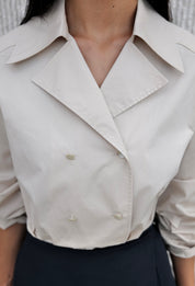 Double-breasted Shirt Jacket In Light Beige