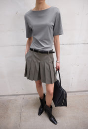 Asymmetrical Side Slit T-shirt In Cool Gray