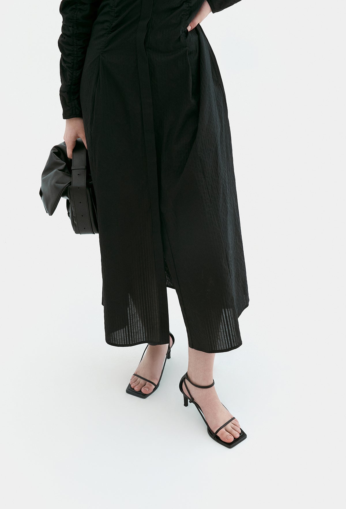 Ruched Pocket-detail Dress In Black