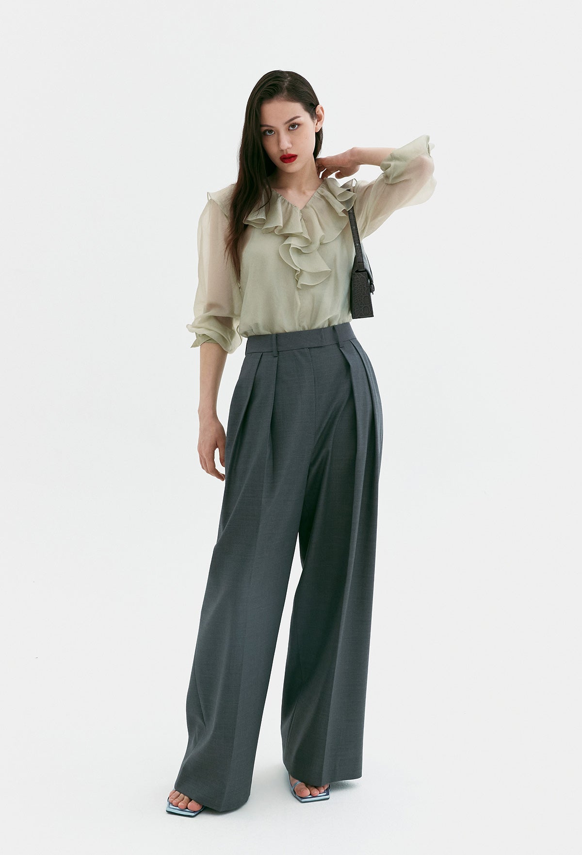 Summer Wool Trousers In Gray