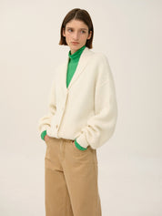 Shawl Collar Cardigan In Ivory