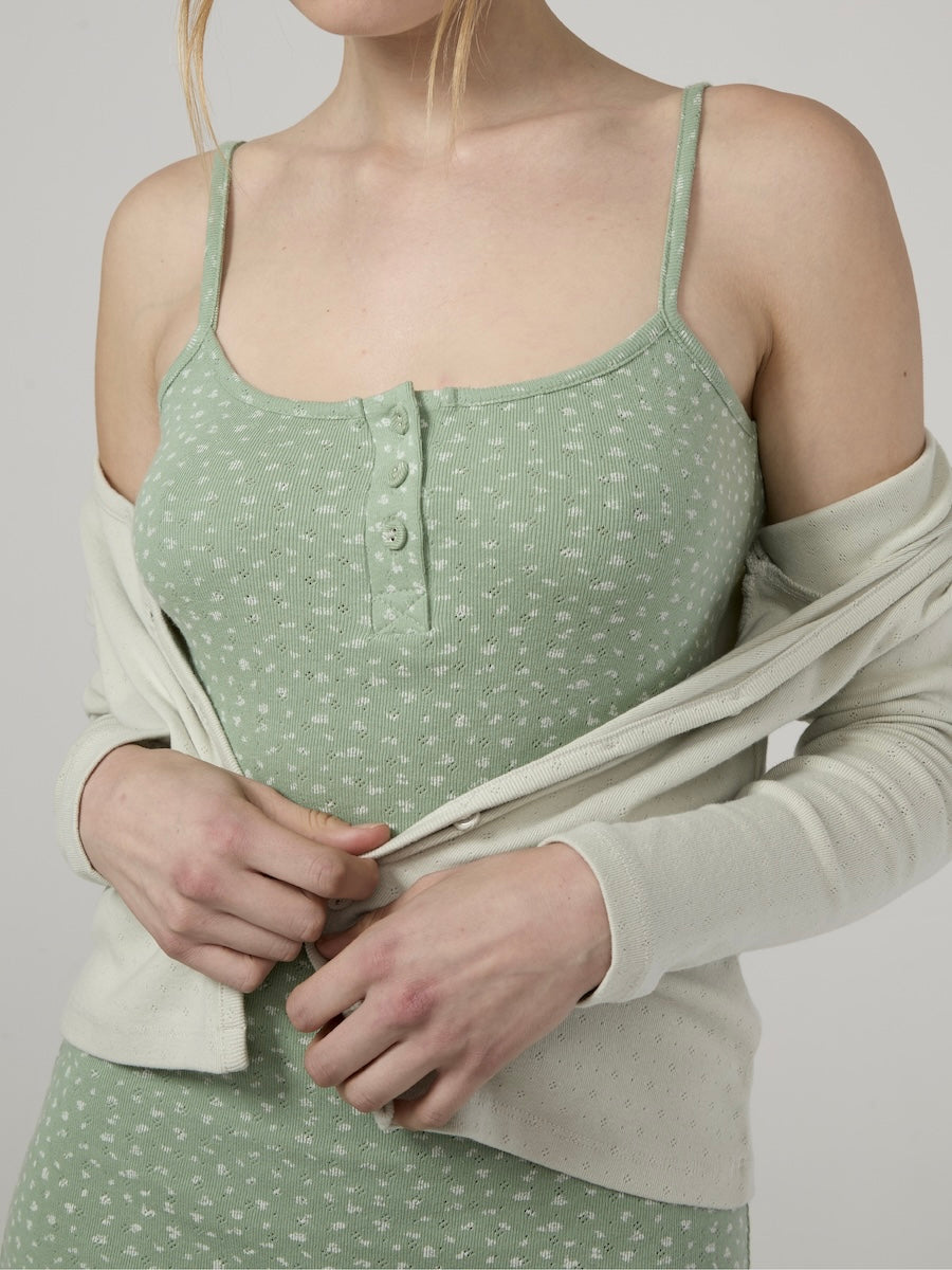 Province Eyelet Cami Dress In Matcha Bloom