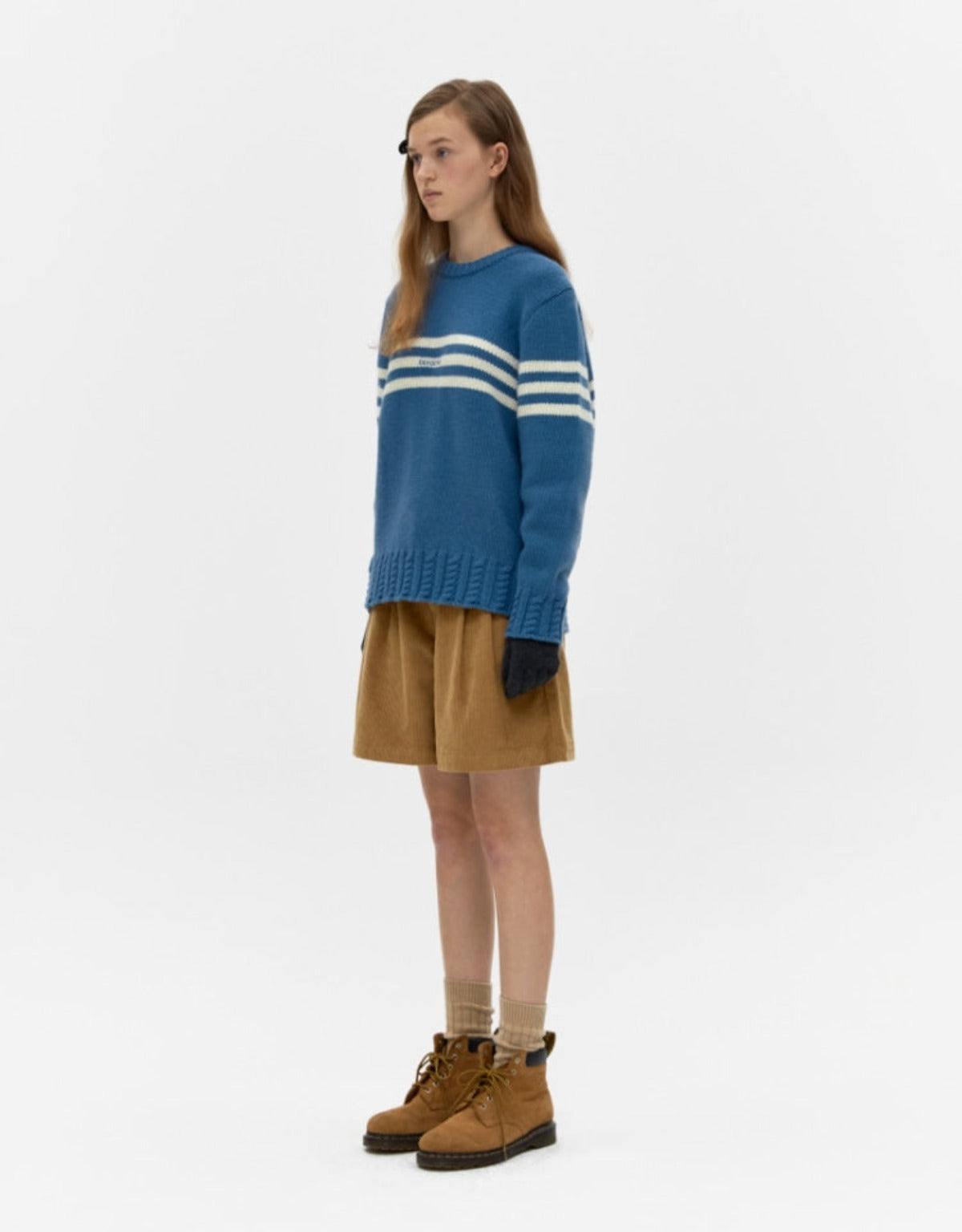 Dpwd Cable Rib Pullover In Blue
