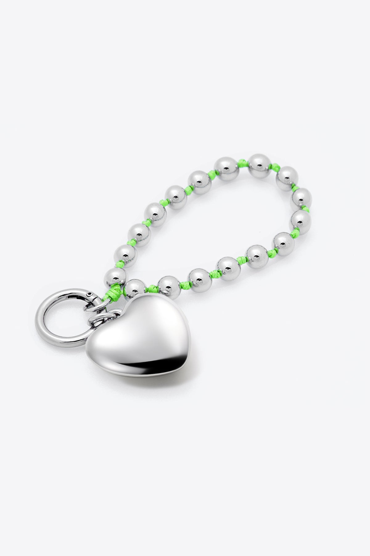 Heart And Ball Strap Keyring In Neon Green