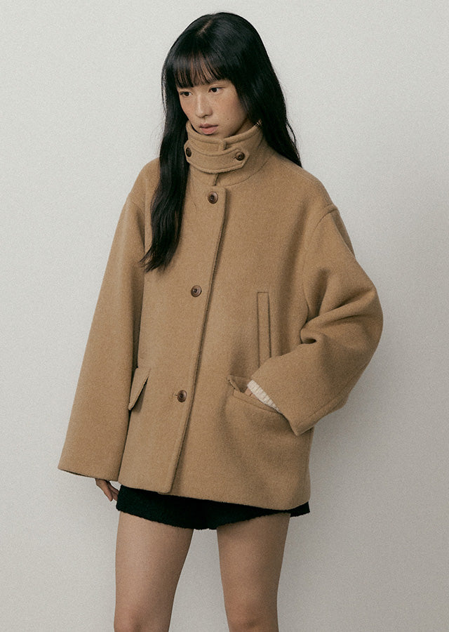 Standard Wool Short Coat In Camel