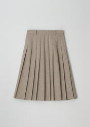 Wool Pleated Midi Skirt In Beige