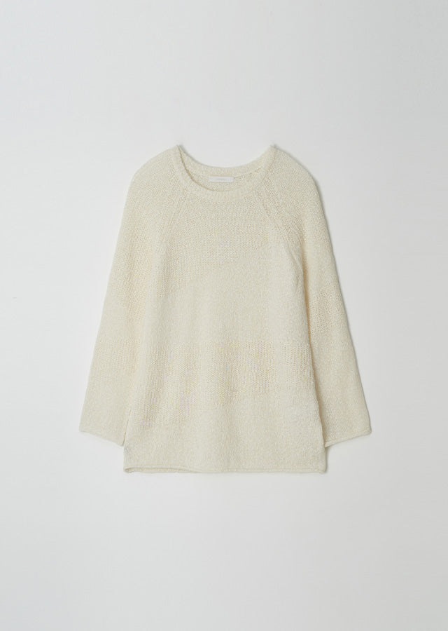 Boucle Embossing Knit Sweater In Cream