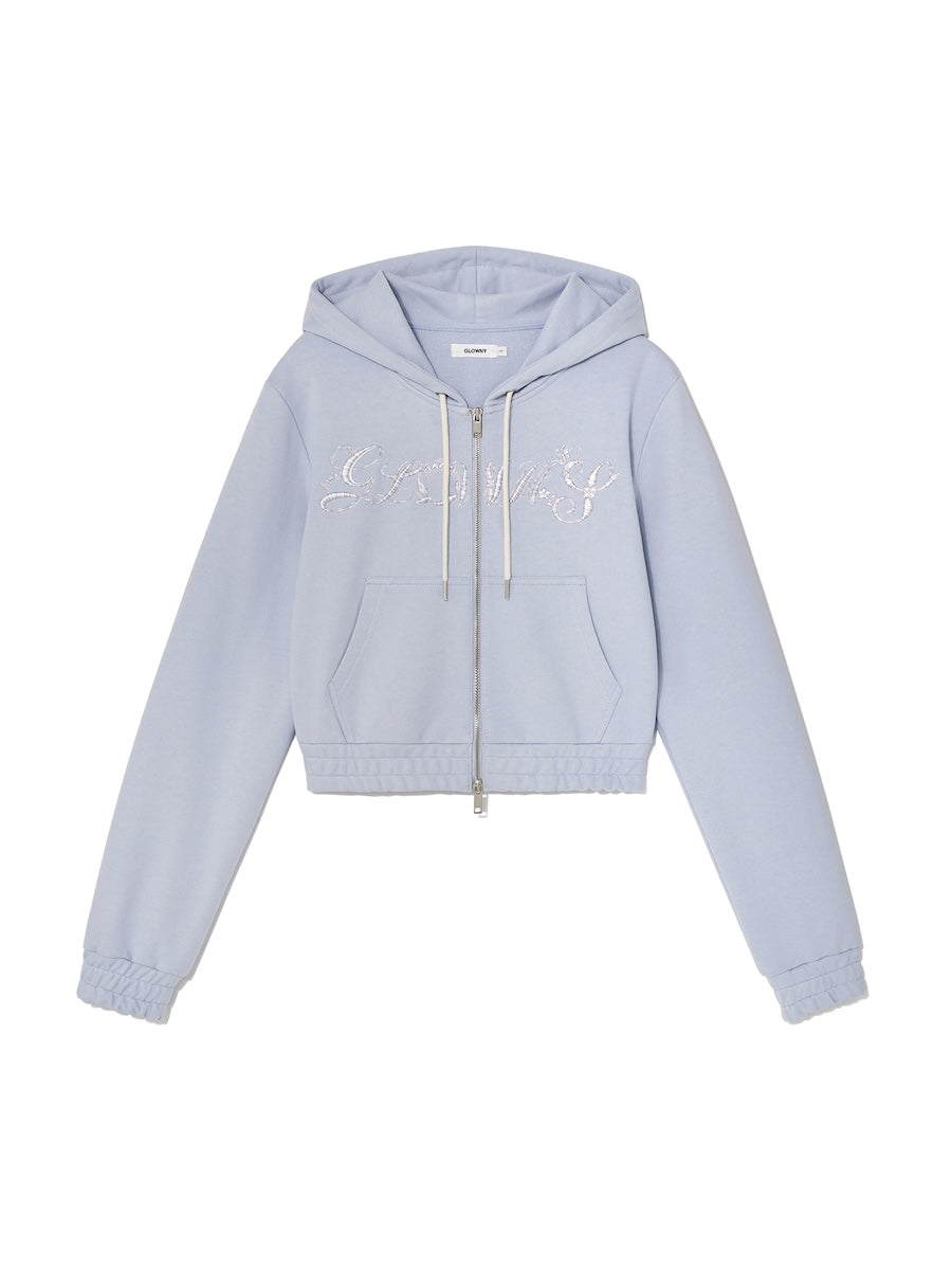 Bonnie Crop Zip Up In Baby Blue