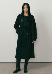 Handmade Cashmere Belted Coat In Black