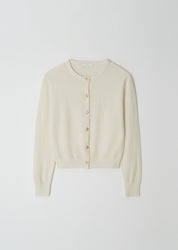 Gold Button Knit Cardigan In Ivory