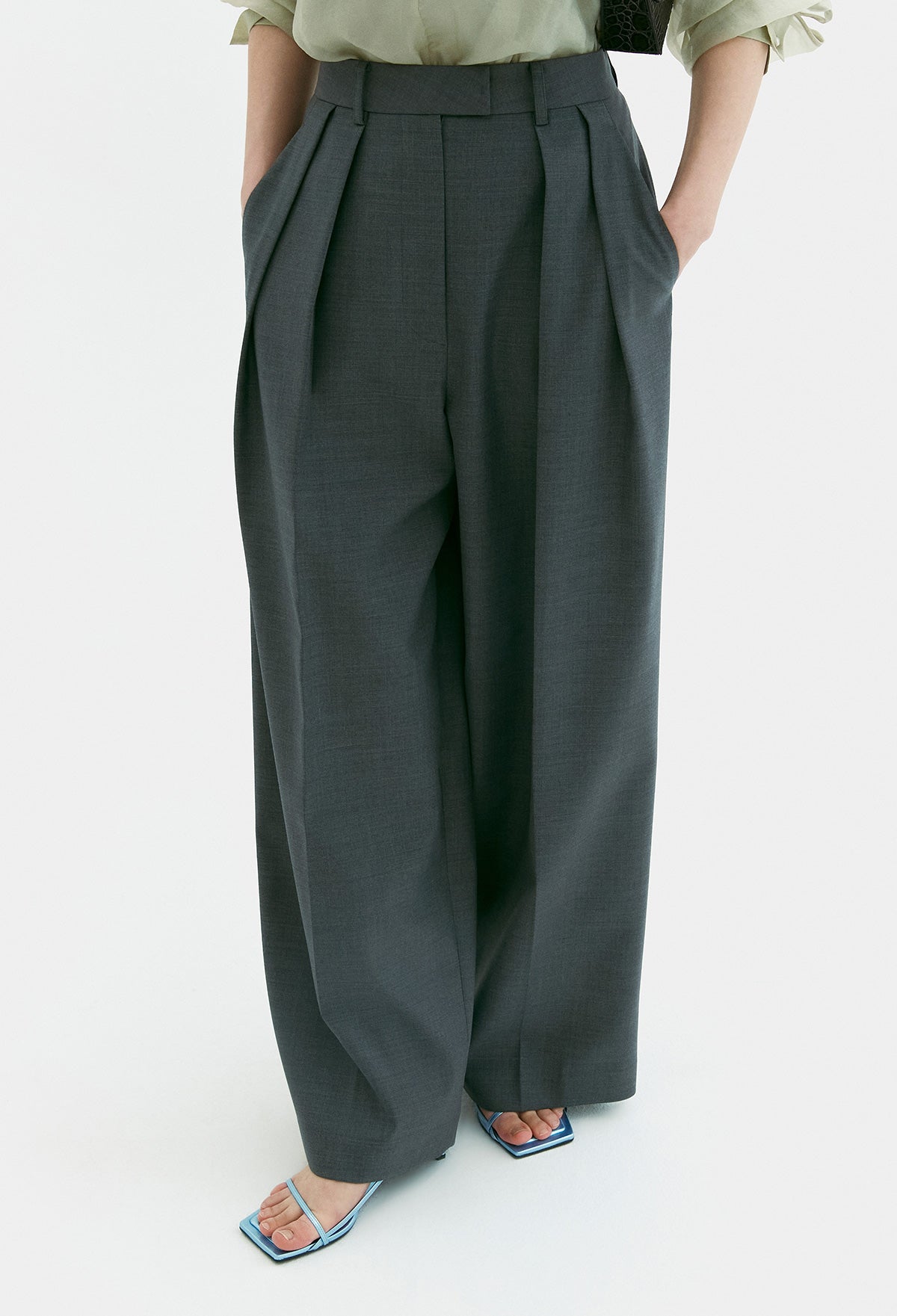 Summer Wool Trousers In Gray