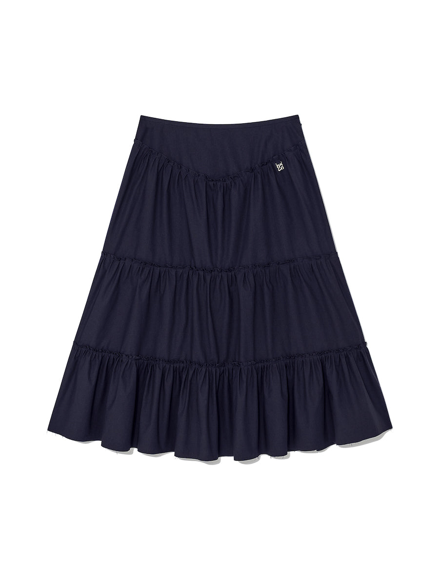 Rodeo Tiered Ruffle Skirt In Navy
