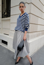 Cashmere 100 V-neck Sweater In Striped Navy