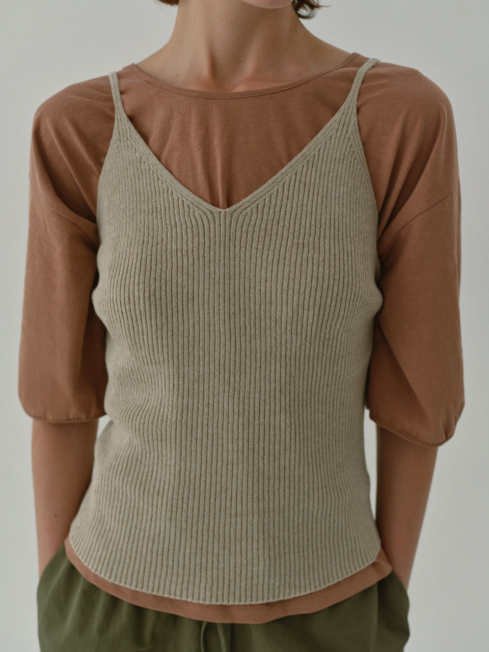 Ribbed Sleeveless In Beige