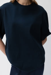 Overfit Mercerized Cotton T-shirt In Navy