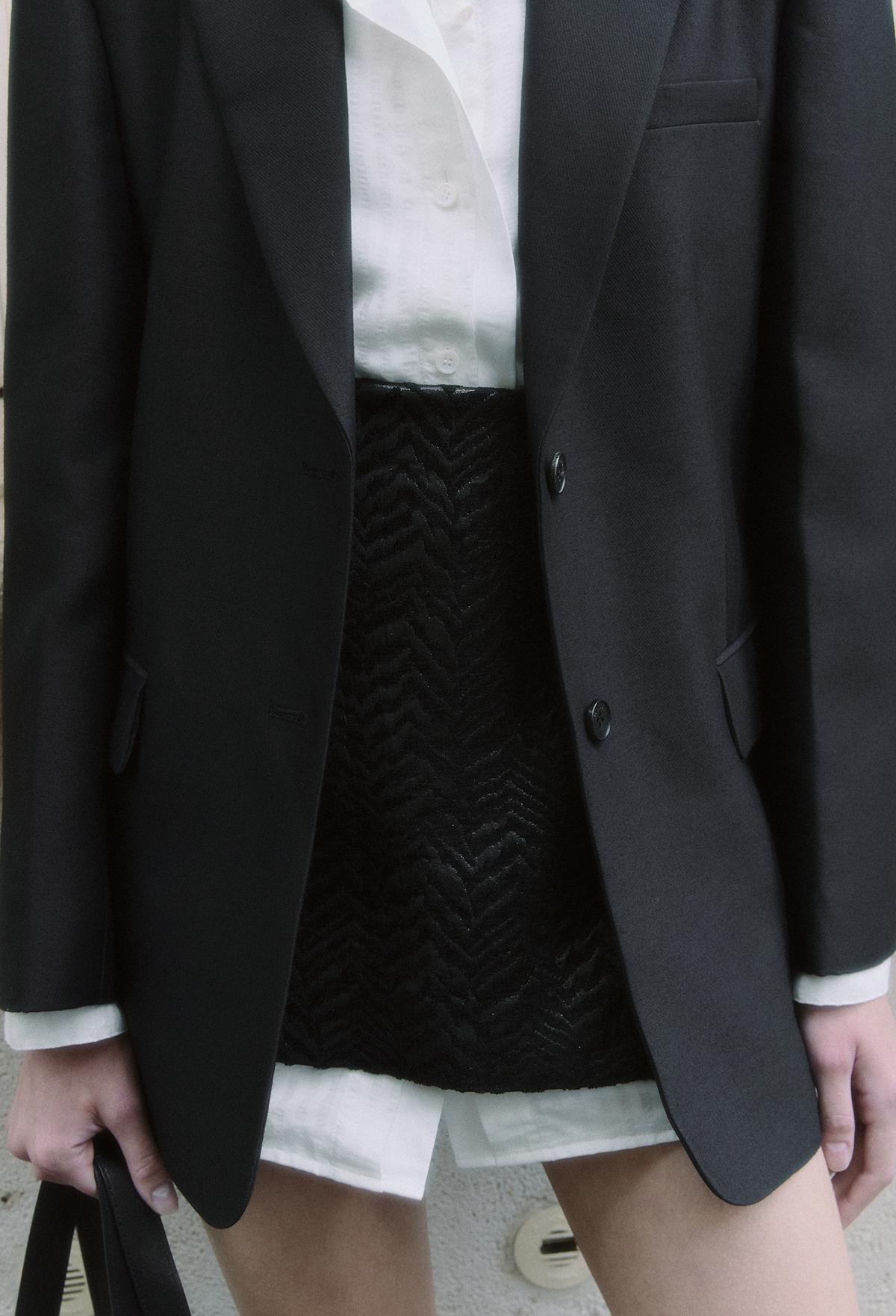 Wool Silk Tailored Jacket In Black