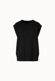 Merino Wool Wrap Knitted Vest In Black