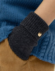 木炭色羊毛針織手套
