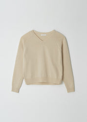 Lambswool V-neck Knit In Yellow Beige