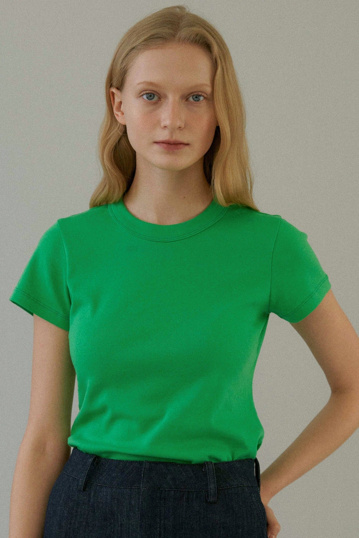 Organic Cotton Rib T-shirt In Green