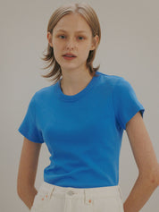 Organic Cotton Rib T-shirt In Blue