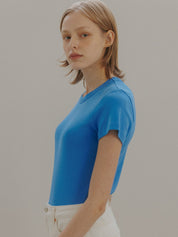 Organic Cotton Rib T-shirt In Blue