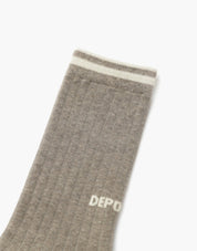 Logo Stripe Socks In Melange Brown