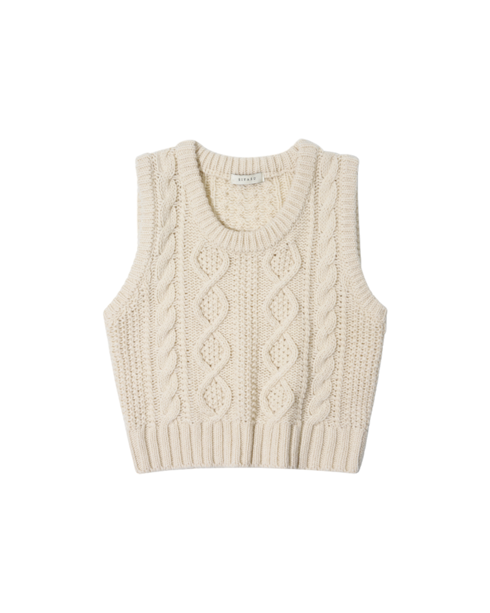Superfine Wool Cable Knit Vest In Cream