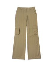 Feminine Bootcut Cargo Pants In Beige Brown