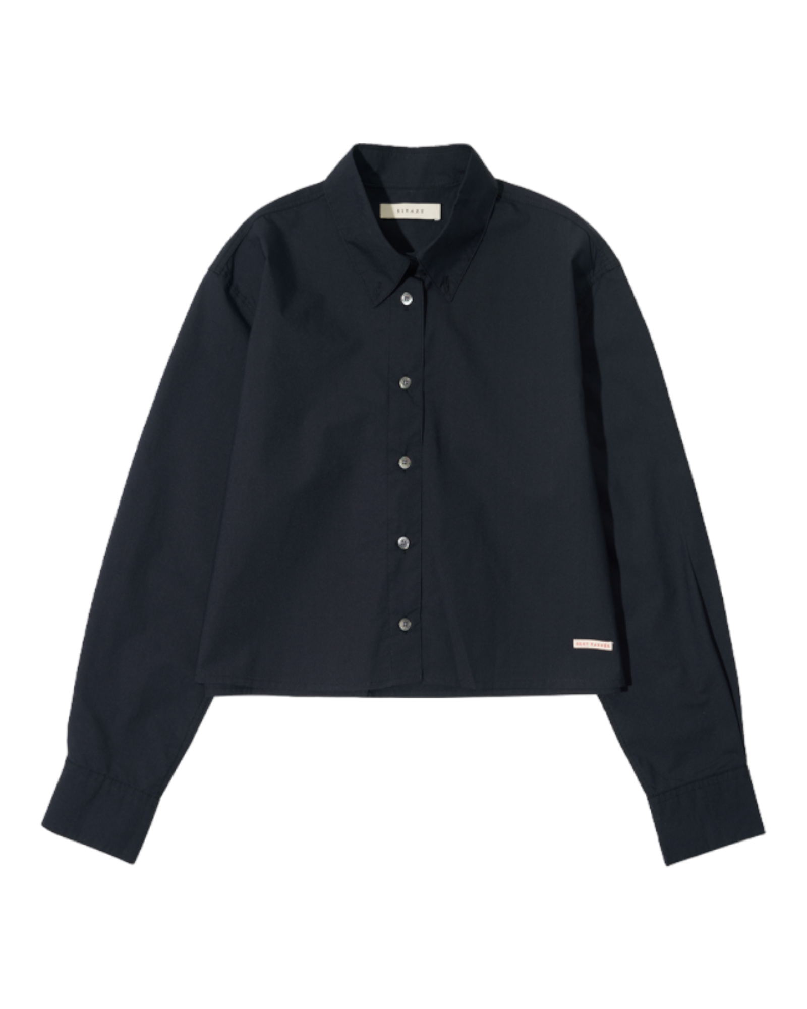 Loose Fit Natural Cropped Shirt In Navy