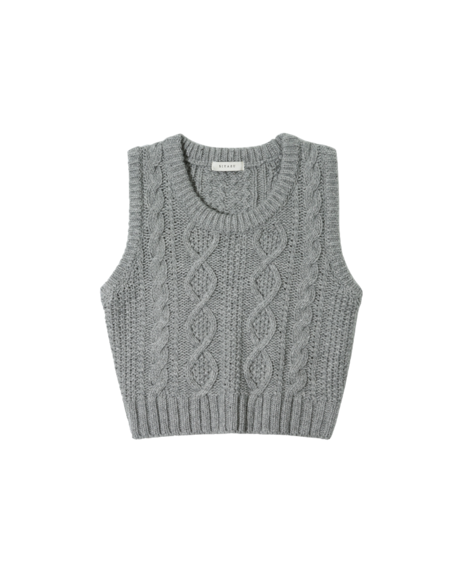Superfine Wool Cable Knit Vest In Gray