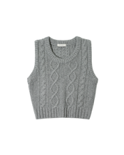 Superfine Wool Cable Knit Vest In Gray